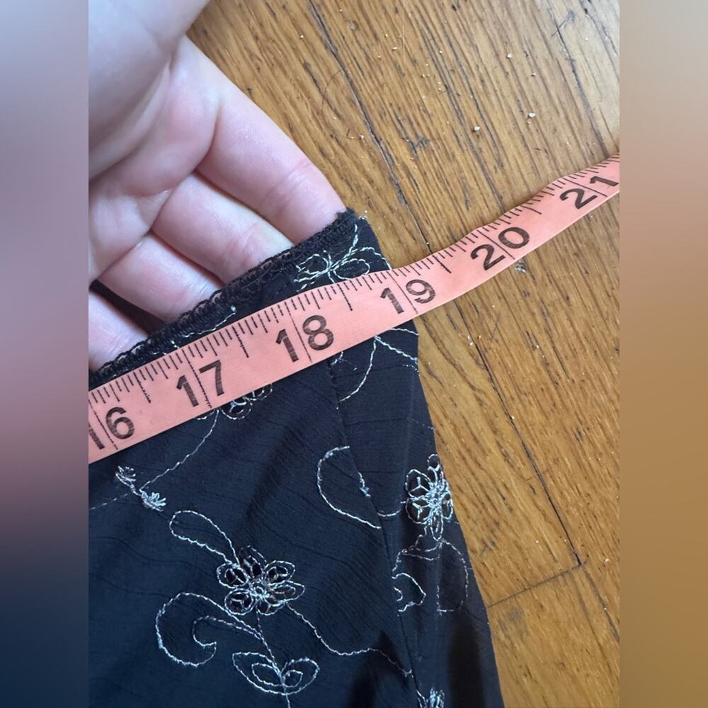 Y2K Black Slip Skirt with embroidered flowers and sequins - Picture 8 of 9